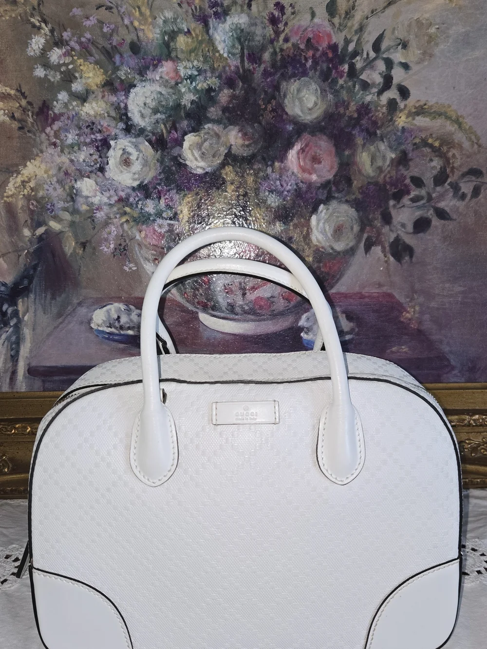 Gucci White Leather Dome Satchel Bag - Picture 3 of 7